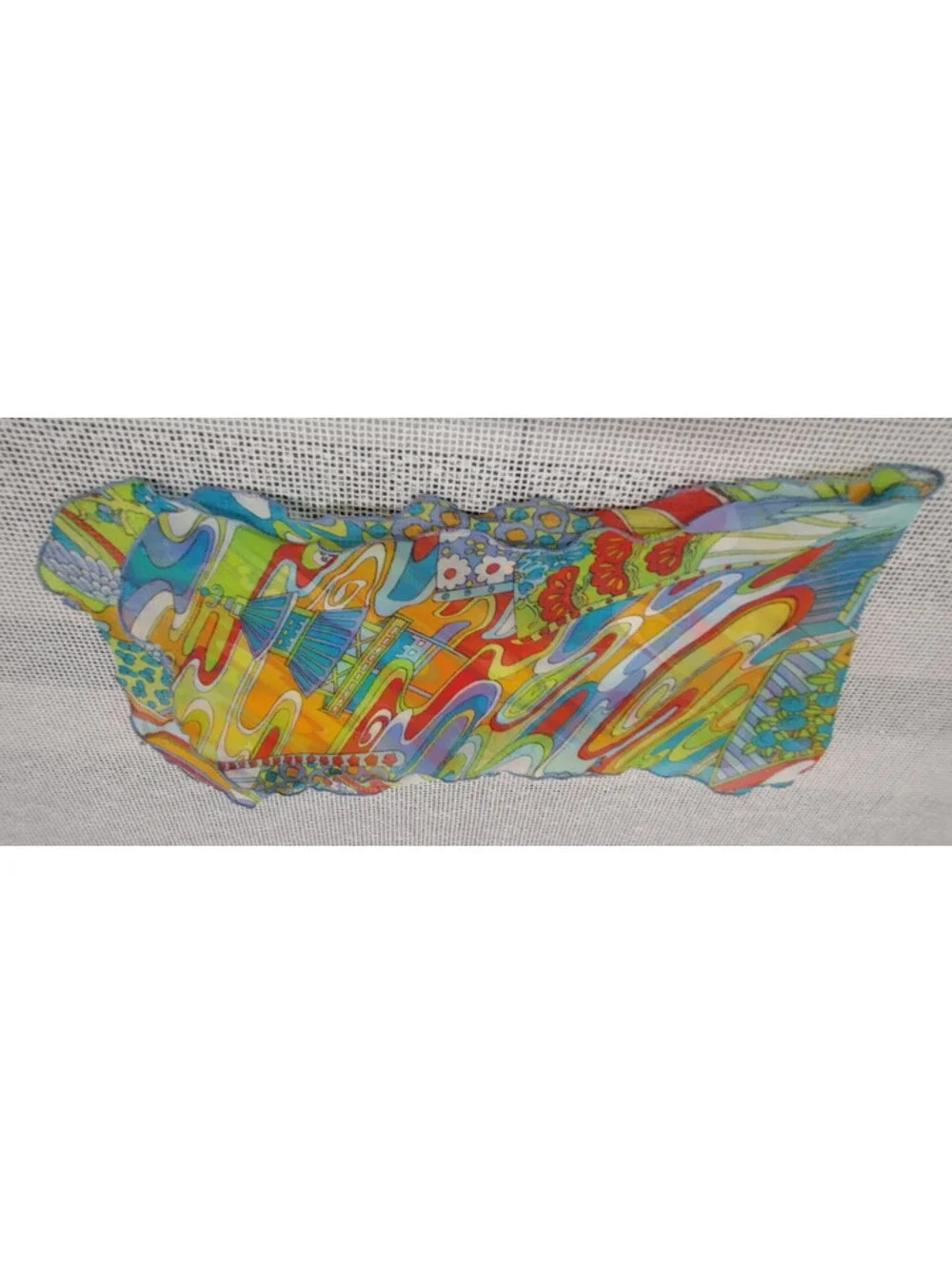 Vintage 1960s Psychedelic Chiffon Scarf NYLON lettude edging AUSTIN POWERS MOD